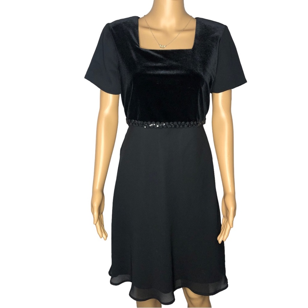 Byer Studio California Black Short Sleeve A-Line Dress